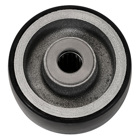 Side view of 4" x 2" urethane on iron wheel